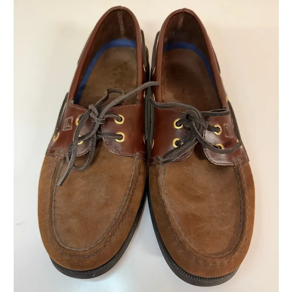 Sperry Top-Sider Men's Authentic Original 2Eye Boat Shoes Brown Suede/Leather 9M